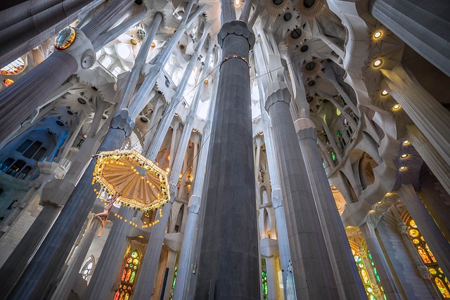 colonne portanti nella navata della sagrada familia