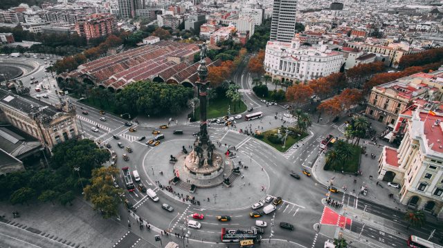 plaza espana a barcellona vista dall'alto